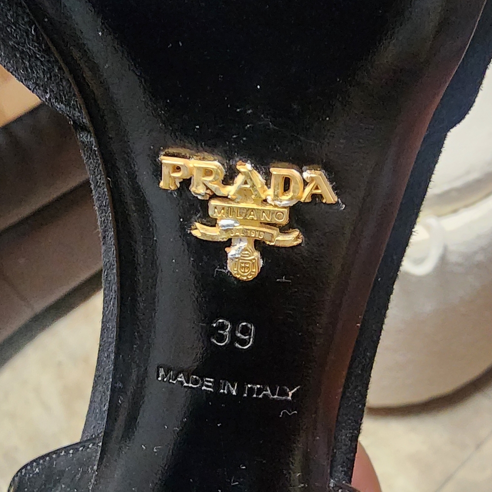 PRADA Camoscio Taffetas Pumps Black Patent / Suede Leather Size 39 Italy - Picture 11 of 13